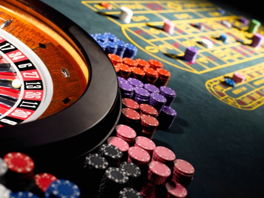 roulette table and chips